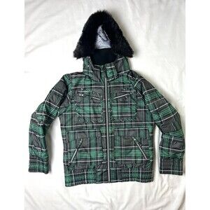 Triple nickel 555 Girl Green Plaid Puffer Jacket‎ Size 12 SKU BR650